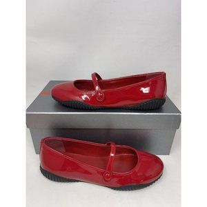 Prada Vernice Soft Mary Jane Flats Womens Size 5/35 Red Patent Leather New Box